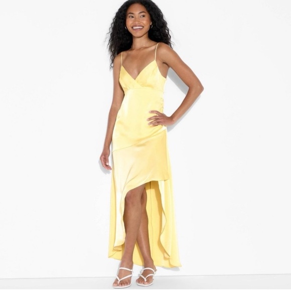 wild fable Dresses & Skirts - NWT New Fable Women Satin Asymmetrical A-Line Maxi Dress- Light Yellow M
